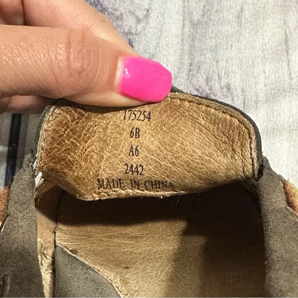 Lands End Women Sz 6 Flats Loafers Brown Suede Leather Bow Slip On Driving Shoes